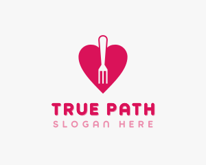 Pink Heart Fork logo design