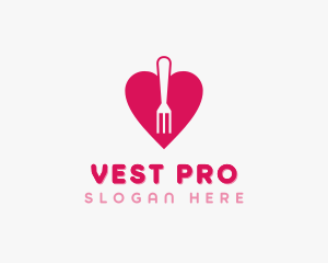 Pink Heart Fork logo design