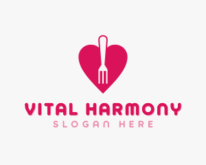 Pink Heart Fork logo design