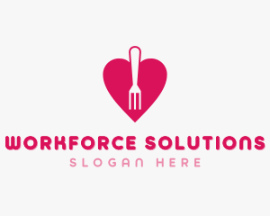 Pink Heart Fork logo design