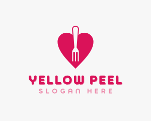 Pink Heart Fork logo design