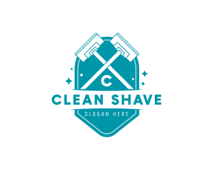 Cleaning Mop Cross logo design