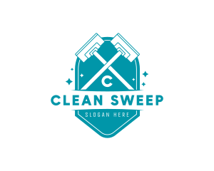 Cleaning Mop Cross logo design