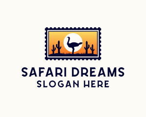 Safari Ostrich Bird logo design