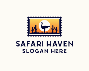 Safari Ostrich Bird logo design