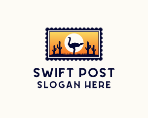 Safari Ostrich Bird logo design