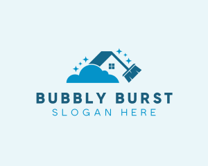 House Broom Bubble Cleaning logo design