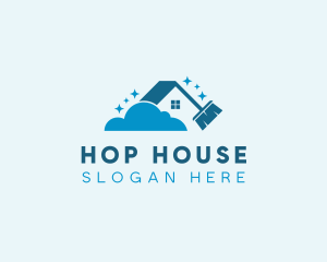 House Broom Bubble Cleaning logo design