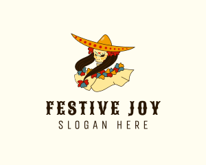 Festive Skull Lady logo design