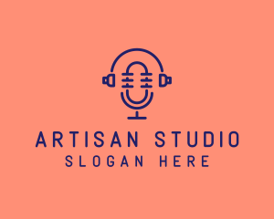 Podcast Mic Headset  logo design