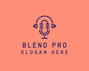 Podcast Mic Headset  logo design