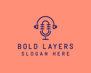 Podcast Mic Headset  logo design