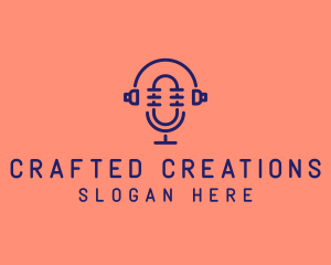 Podcast Mic Headset  logo design