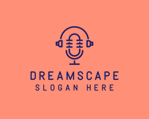 Podcast Mic Headset  logo design