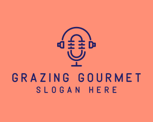 Podcast Mic Headset  logo design