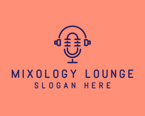 Podcast Mic Headset  logo design