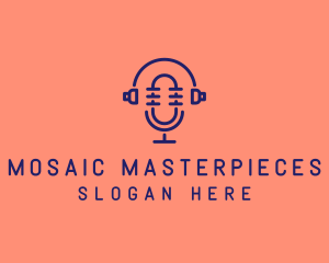 Podcast Mic Headset  logo design