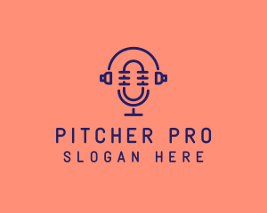 Podcast Mic Headset  logo design