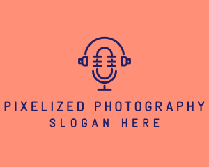 Podcast Mic Headset  logo design