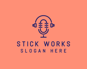 Podcast Mic Headset  logo design