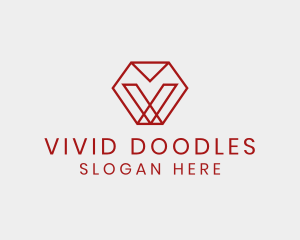 Modern Geometric Letter V logo design