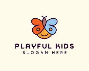 Child Kid Butterfly logo design