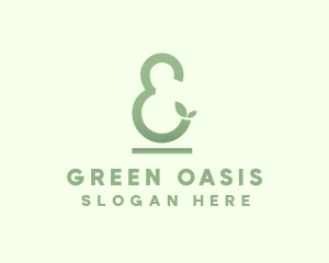 Green Leaf Ampersand logo design