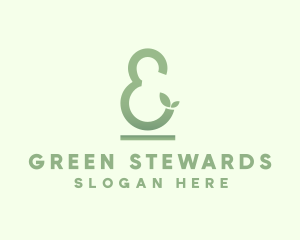 Green Leaf Ampersand logo design