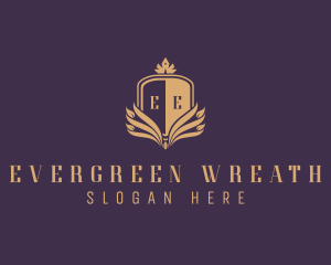 Wreath Shield Academy logo design