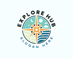 Exploration Navigation Compass logo design