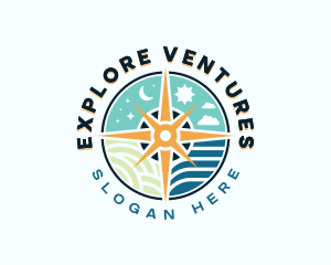 Exploration Navigation Compass logo design