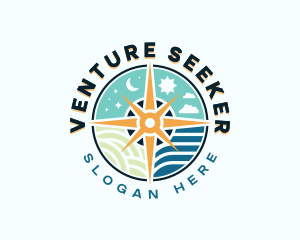 Exploration Navigation Compass logo design