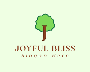 Cute Tree Letter J logo design