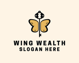 Winged Butterfly Key logo design