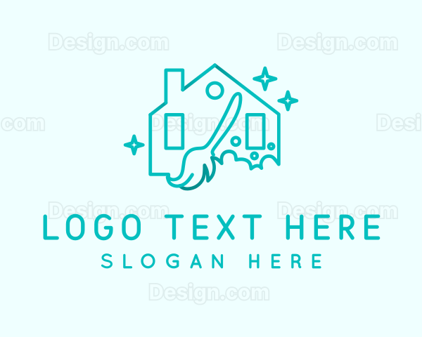 Teal Housekeeper Broom Logo