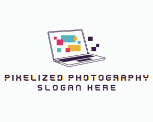 Pixel Laptop Computer logo design