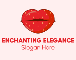 Red Strawberry Lips logo design