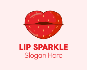 Red Strawberry Lips logo design