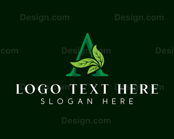 Eco Leaf Plant Letter A Logo