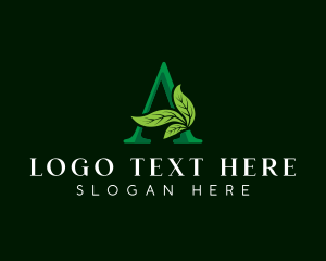 Eco Leaf Plant Letter A Logo