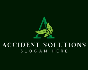 Eco Leaf Plant Letter A logo design