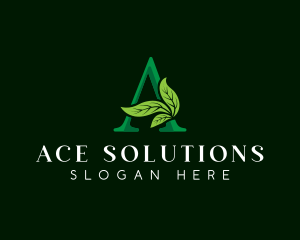 Eco Leaf Plant Letter A logo design