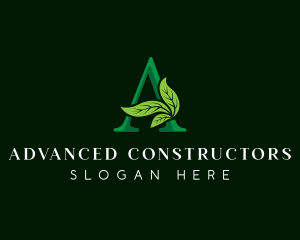 Eco Leaf Plant Letter A logo design