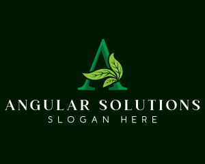 Eco Leaf Plant Letter A logo design