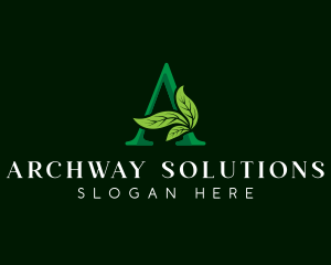 Eco Leaf Plant Letter A logo design