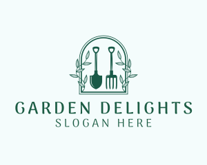 Gardening Shovel Pitchfork logo design