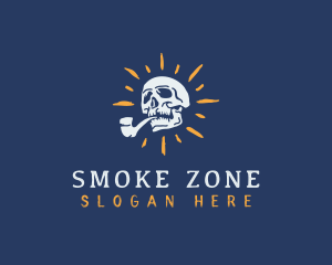 Skull Smoking Pipe logo design