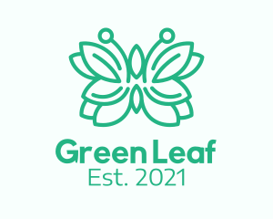 Green Butterfly Leaf logo design