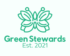 Green Butterfly Leaf logo design