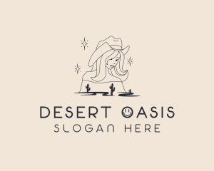 Western Cowgirl Desert logo design